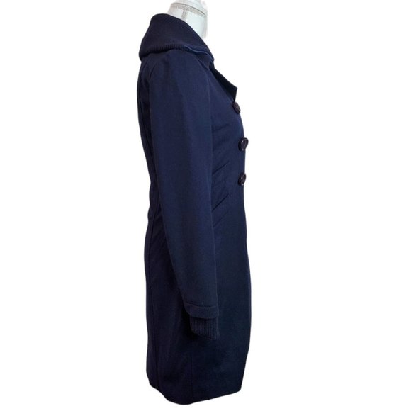 Susana Monaco Womens Double Breasted Coat Sz 4 Navy Blue Wool L/S Knit Pockets - Picture 2 of 11